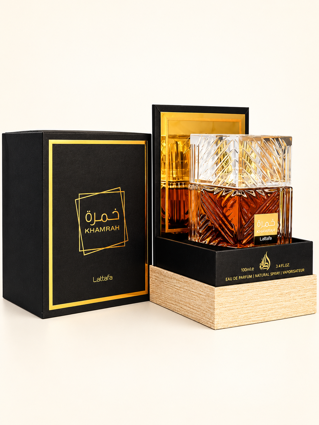 Lattafa Khamrah perfume and presentation box